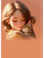 Блокнот А6 7БЦ  48л "Девушка и котенок" клетка, глянц.лам., лен