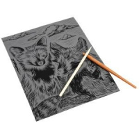 Гравюра 18*24см голография, пастель "Лисы" 3+