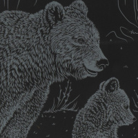 Гравюра 18*24см с эффектом золота "Медведи" 6+