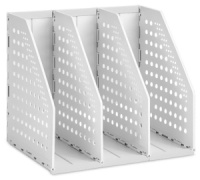 Накопитель д\бумаг верт. 3 отд. Deli 20*15*18см серый  сборный