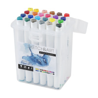 Набор маркеров акварельных  24цв. кистевидн./клиновидн. Sketch and Art. двусторон., 1-7мм