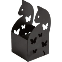 Подставка для шк.принадлежностей "Сat" 8x8x6,8 см, в форме кошечки, метал.черная