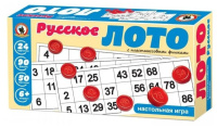 Игра настольная "Русское лото" с пластиковыми фишками  6+