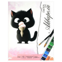 Папка для акварели  А4 10л. 200г/м2 "Котенок с мороженым"