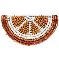 Брошь из бисера "Долька апельсина" 6*3,5см