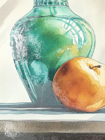 Скетчбук А5  80л., 7БЦ,  80гр/м2 "Ваза и яблоки" мат.лам.,выб.лак., резинка