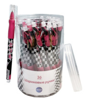 Ручка шар. "Аниме. Клетка розовая" синяя, 0,7мм, софт-тач