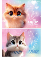 Альбом А4 40л гребень "Коты с большими глазами"