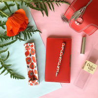 Ручка в футляре "Dolce Vita. Маки" шарик., 0,7мм, металл., синие чернила