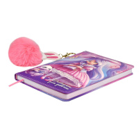 Дневник для девочек А6+  96л., кожзам. тв.обл. "Алиса" ляссе, брелок