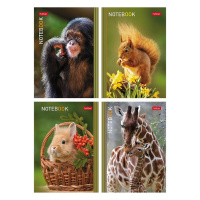 Блокнот А6  24л скоба "В мире животных" клетка, глянц.лам., 16диз.