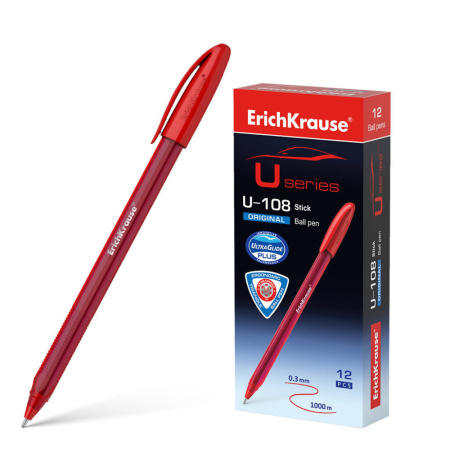 Ручка шар. ЕК ULTRA GLIDE ORIGINAL STICK U-108 красная, тонир.корп.1мм