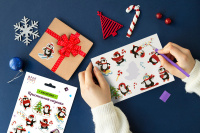 Алмазная мозаика 20*14см "Наклейки Пингвины"