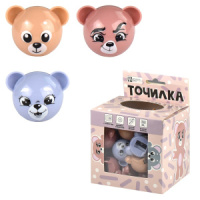 Точилка пласт. 1 отв. "Мишки" ассорти