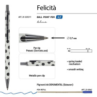 Ручка в футляре "Felicita. Black&White. Горошек" шарик., 0,7мм, металл., синие чернила
