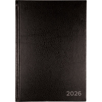 Ежедневник дат. 2026г А5 Attomex 336стр., черный, бумвинил, тисн.фольгой, офсет 60г/м2