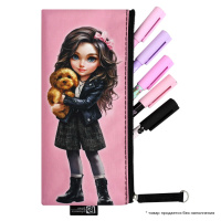 Пенал-косметичка (195*90) молния, микрофибра "Брюнетка с собачкой"