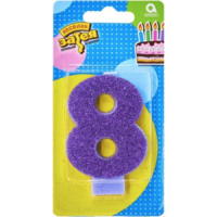 Свеча-цифра "8", Глиттер 8см