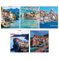 Тетрадь А5  96л ЛИН. Полиграф Принт "Городок на берегу" ВД-лак, белизна 100%