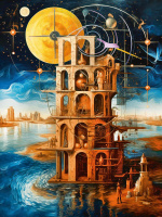 Пазлы деревянные 500 элементов 400*300мм  "Башня времени"