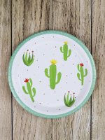 Тарелка бум. "Цветущие кактусы" 18 см, 6 шт.