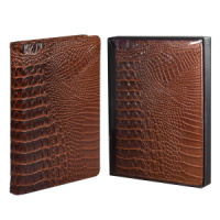 Ежедневник недат. А5+ 160л., кож.зам., тв.пер. "Аллигатор коричневый" тисн. ляссе