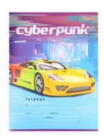Тетрадь А5 12л косая лин. с доп.горизонт.лин. Проф-Пресс "Киберпанк-авто" 5диз.в сп.,белизна 92%