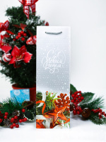 Пакет подар. бум. новогодн. 12*36*8см(под бутылку) 157 гр/м "Чудесный Новый Год