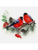 Витражная наклейка 20*20см  "Зимние снегири" силикон