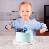 Свеча-цифра "8" Омбре голуб/синий, 6см.