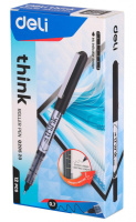 Ручка роллер Deli Think 0,7мм черная, стреловидный пиш. наконечник