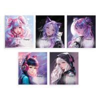 Тетрадь А5 18л кл. Феникс+ "Очаровательные девочки" выб.УФ-лак, белизна 100%