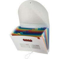 Папка 13 отд. на резин. А4 0,7мм, белая с цветными разделителями