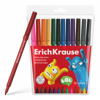 Фломастеры  12цв "Erich Krause. Jolly Friends Super Washable", вент.колпачок, блистер