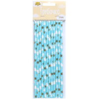 Трубочка д/коктейля бумажные "ДетскиеГрезы" голубые 12шт