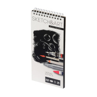 Скетчбук 105*220мм  25л., гребень, 220гр/м2, "SKETCHBOOK Sketch&Art" черная, тв.обложка