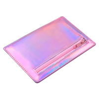 Чехол д/пласт.карт "Голографик розовый" 142*92мм, блинт.тиснение, 2 отд., 4 кармана