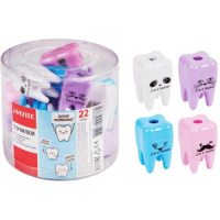 Точилка пласт. с контейнером  1 отв. "Зубик"