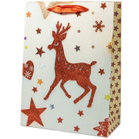 Пакет подар. бум. новогодн. 18*23*10см 210гр/м "Подарки" 4 дизайна, глиттер, 1 дизайн в упаковке