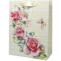 Пакет подар. бумажн. 26*10*32 см, 210 гр/м Розы, 4 дизайна