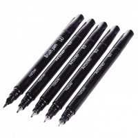 Набор линеров "Terra Colora. Hatber Noir" 0.1,0.3,0.5,0.7мм.,brush 5шт, черный