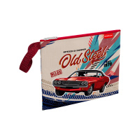 Папка д/тетрад. А5 (260*220*1) 1отд. молния сверху, ткань"Vintage Car"