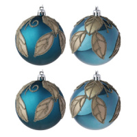 Набор елочных шаров 8 см, 4 шт., золото/синий, пластик