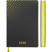 Ежедневник дат. 2026г А5 deVENTE Duo 336стр., черный/желтый, иск. кожа, 2 ляссе, 70г/м2