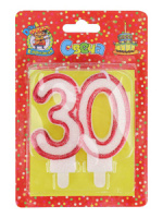 Свеча-цифра "Даты. 30" красная