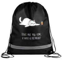 Мешок для обуви 1 отд, 360*480 светоотр. "Кот"