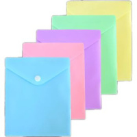 Конверт на кнопке 140*170мм Pastel 0,18мм, 5цв.