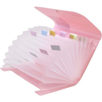 Папка 12 отд. на кнопке 178*122мм  Pastel, travel-size, розовая