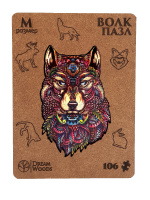Пазлы деревянные 106 элементов 280*180мм  "Волк"