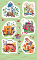 Наклейки детские 15*9см  "Домики"
